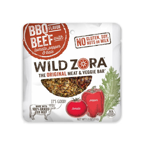 Wild Zora Meat & Veggie Bars, BBQ Beef, 10-Pack, 100% Grass Fed