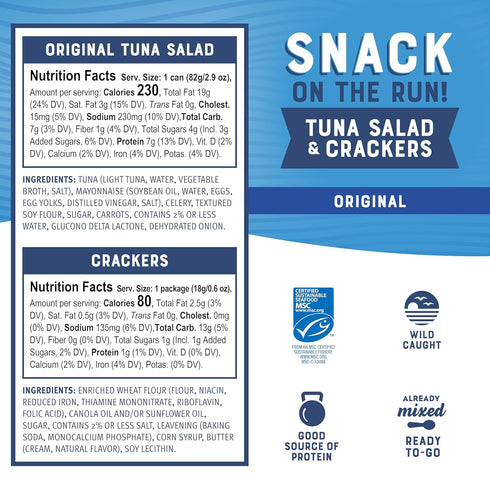 Packs (Pack 24) Bumble Bee Snack On The Run! Bulk Protein Snack - Original Tuna Salad and Classic Chicken Salad
