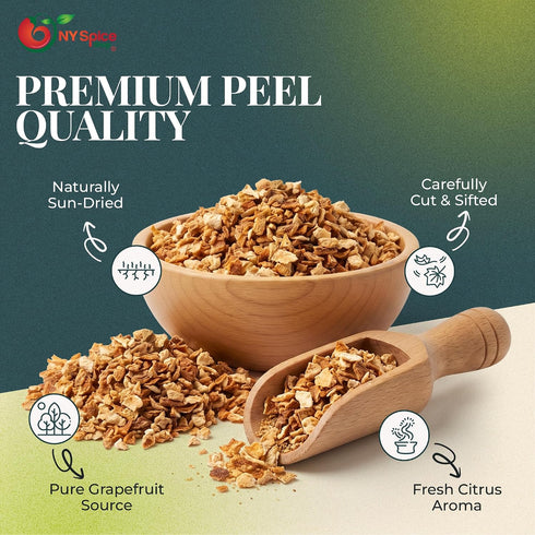 3 NY Spice Shop Dried Grapefruit Peel Cut & Sifted - Pound Cut Grapefruit Peel Herb for Herbal Tea Citrus Blend