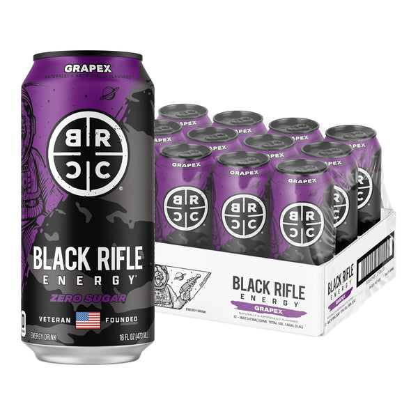 Black Rifle Energy GrapeX Zero Sugar Energy Drink, 200mg Caffeine, 16 fl oz can (Pack
