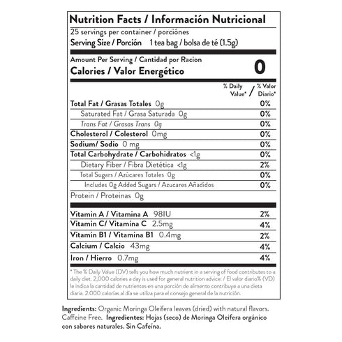 Miracle Tree Organic Moringa Superfood Tea, 25 Sealed Bags, Strawberry