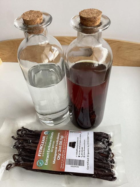 2oz Madagascar Organic Vanilla Beans Extract, Exclusive Grade B, Certified USDA Organic by FITNCLEAN VANILLA