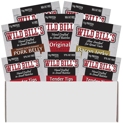 Wild Bills 8-Piece Sampler Gift Box (includes beef jerky, bacon jerky and