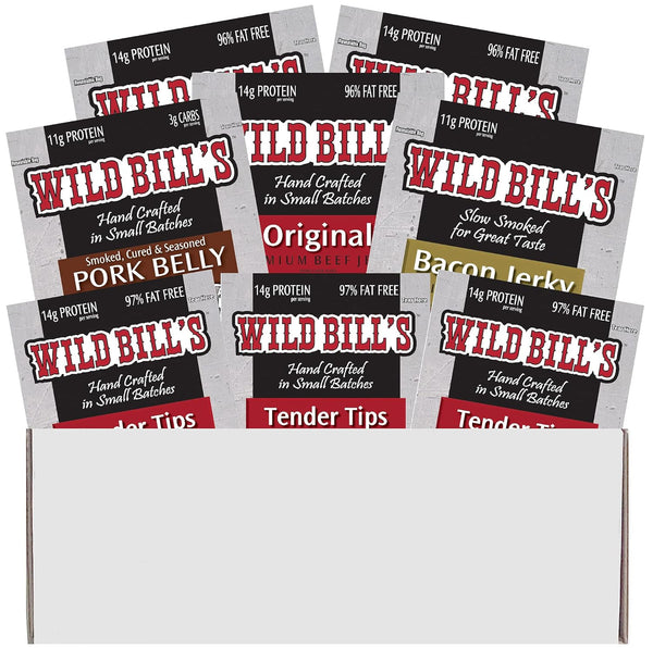 Wild Bills 8-Piece Sampler Gift Box (includes beef jerky, bacon jerky and