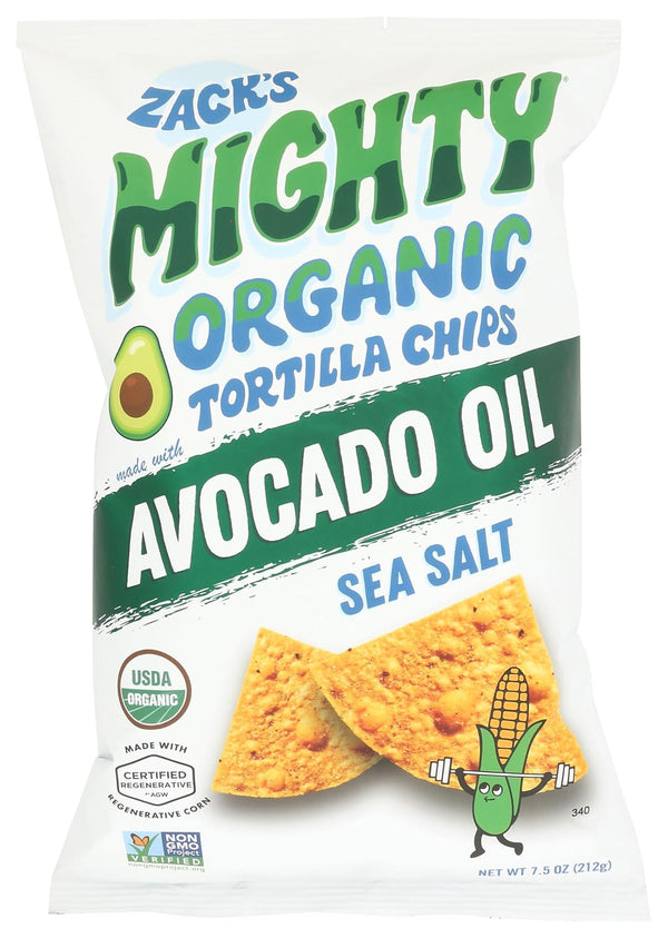 Zack's Mighty Organic Avocado Oil Tortilla Chips - Sea Salt, 7.5 OZ