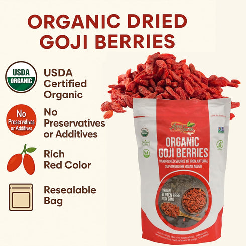 2 Lbs Anna and Sarah Organic Dried Goji Berries, in Resealable Bag