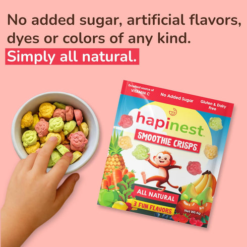 3 12 Pack 3 Hapinest Smoothie Crisps - Freeze-Dried Fruit & Veggie Snacks for Kids Ages Years and Up, Free From Added