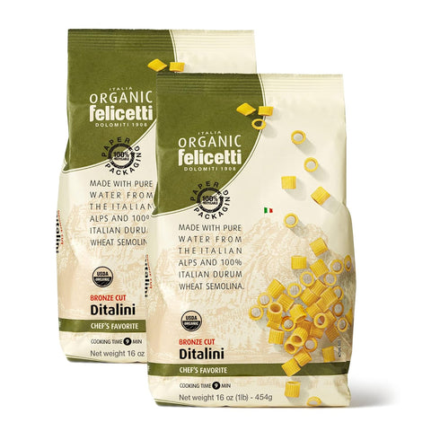 Organic Felicetti Ditalini Pasta Italian Non-GMO 16oz (454g) 2 Pack