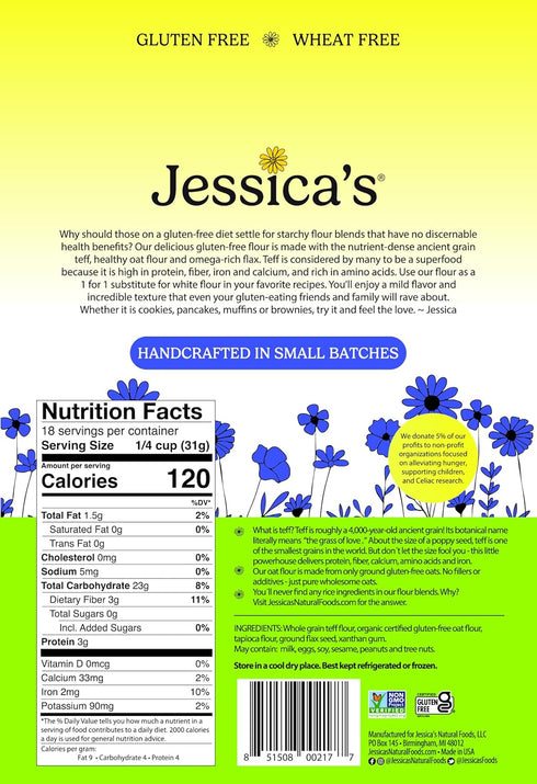 3 Pack Jessicas Natural Foods - Gluten-Free All-Purpose Flour Blend Made With the Ancient-Grain Teff and Wholesome Oat