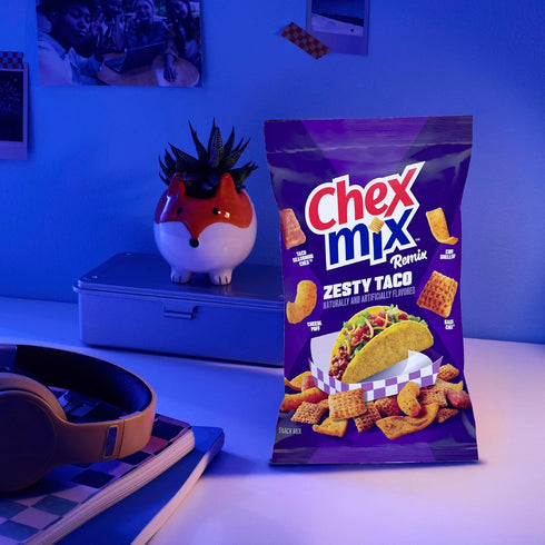 Chex Mix 11 oz Remix Zesty Taco Savory Snack Mix, Snack Bag, Family Size