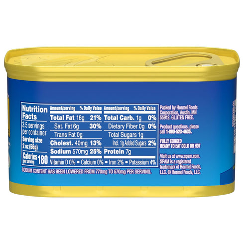 25% Sodium,12-Pack, 7oz SPAM Less Cans