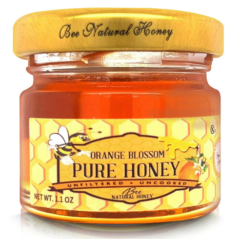 4 1.1oz Bee Natural Orange Blossom Honey | Kosher Certified | Raw and Unfiltered | Local Florida Honey | Perfect