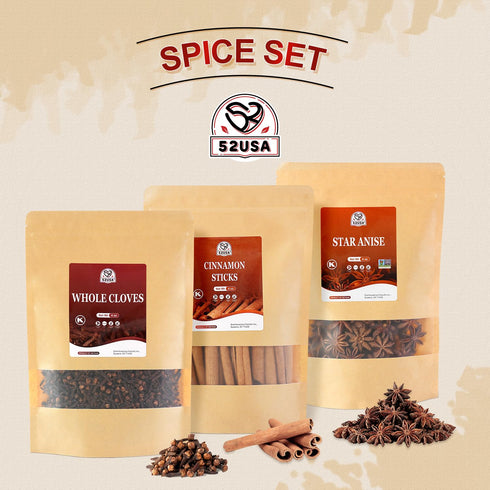 52USA 4oz Set, Set, Simmering Cinnamon Sticks, Cloves, Star Anise - Each, All Natural Spice No Preservatives, Perfect