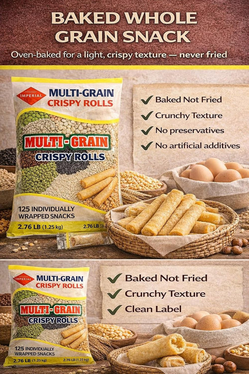 Generic 7 Pack 125 Count (43.75 oz) Multi Grain Crispy Rolls - Baked Healthy Snacks, Natural Grains, Zero