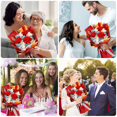 Jtoder Forever Flowers for Delivery, Preserved Flower Bouquets, Long Lasting Red Roses, Gifts Bouquet for Mother Wife