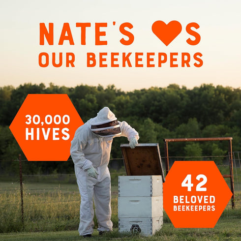 100% 32 oz. Nate's Georgia Pure, Raw & Unfiltered Honey, Squeeze Bottle - All-natural Sweetener