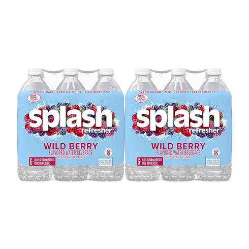 SPLASH REFRESHER Wild Berry Flavor Water Beverage, 16.9 Fl Oz Plastic Bottles