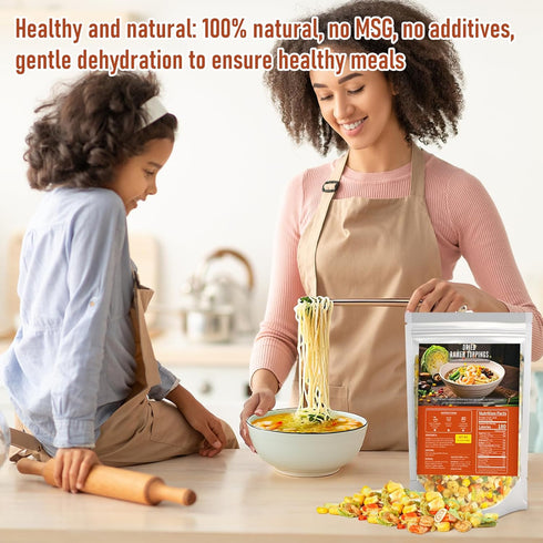 Oryvox 100% 14oz Dried Ramen Toppings-Dehydrated Vegetables & Seafood Mix Instant Ramen Toppings Natural, Resealable