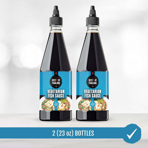 Best Of Thailand Vegetarian Fish Sauce, 2 Pack (Each 23.65 fl oz), Real Authentic Asian Brewed Vegan Sauces
