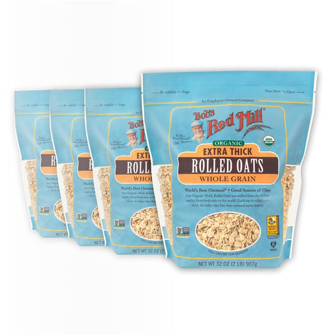 Bob's Red Mill Organic Extra Thick Rolled Oats, 32oz (Pack of 4)