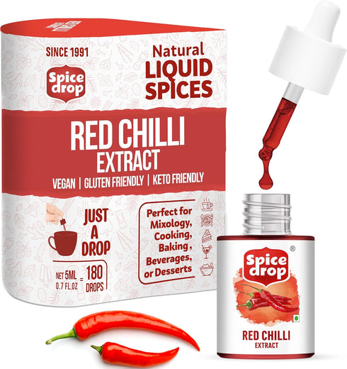 Spice Drop Red Chillies (Lal Mirch) Natural Extract, 100% Natural for Curries and Gourmet Dishes (0.17oz)