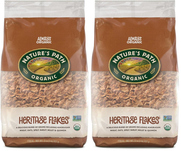 Nature's Path Organic Heritage Flakes Cereal, 32 oz (Pack of 2), Non-GMO,