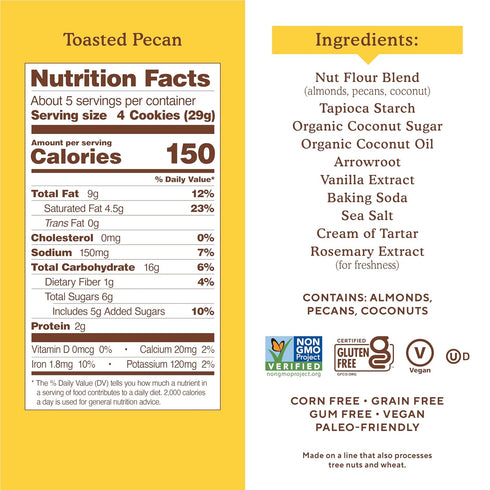 Simple Mills Gluten Free Almond Flour Crunchy Cookies, Toasted Pecan - Vegan Healthy Snacks, 5.5 Ounce (Pack of 1)