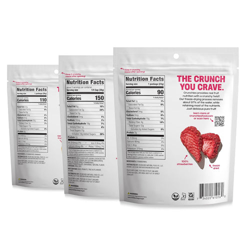 100% Packs, Pack 6 Pack) Crunchies Freeze-Dried Fruits, All Natural Crispy Fruit, Non GMO and Kosher, Resealable Freeze