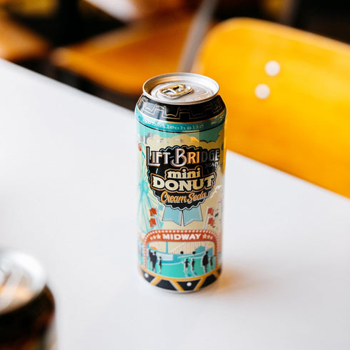 12-Pack, 16 oz Lift Bridge Mini Donut Cream Soda, Real Cane Sugar, Craft Soda, Gluten-Free, Caffeine-free, Vegan, Cans