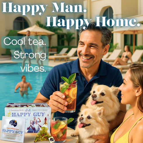 100% 11-Herb Dr.Lus Happy Tea for Guy | Natural Energy Tea for Men | Supports Prostate, Vitality & Fertility | Blend
