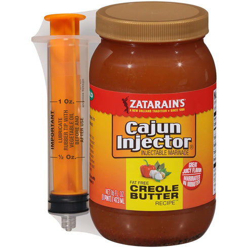 Zatarain's Cajun Injector Fat Free Creole Butter Recipe: Injectable Marinade with Injector, 16 fl oz