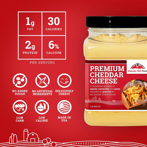 1LB (Pack 1) Hoosier Hill Farm Premium Cheddar Cheese Powder (No Artificial Colors)
