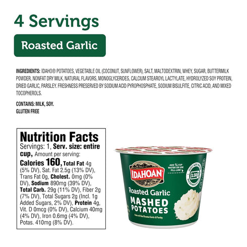 1.5 oz (24 count) Idahoan Roasted Garlic Instant Mashed Potatoes Cup