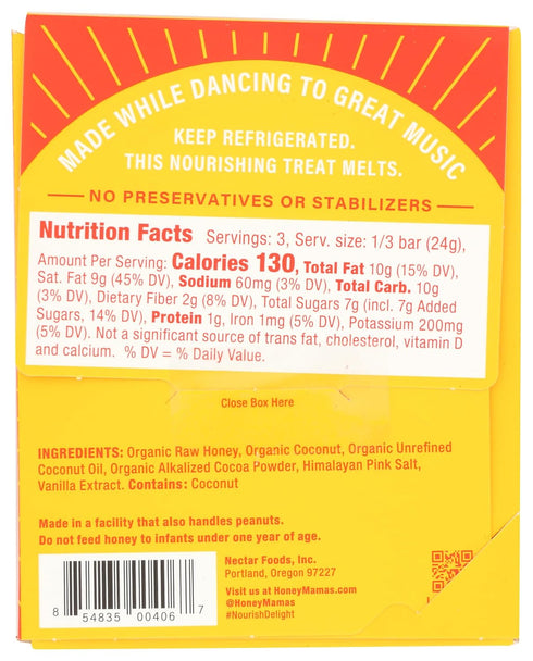 2.5 OZ HONEY MAMAS Coconut Fudge Cocoa Truffle Bar