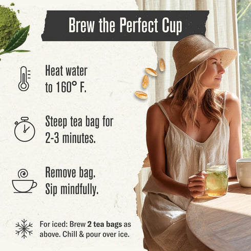 100 Numi Organic Matcha Toasted Rice Tea, Matcha Tea Bags, Flavorful Green Tea