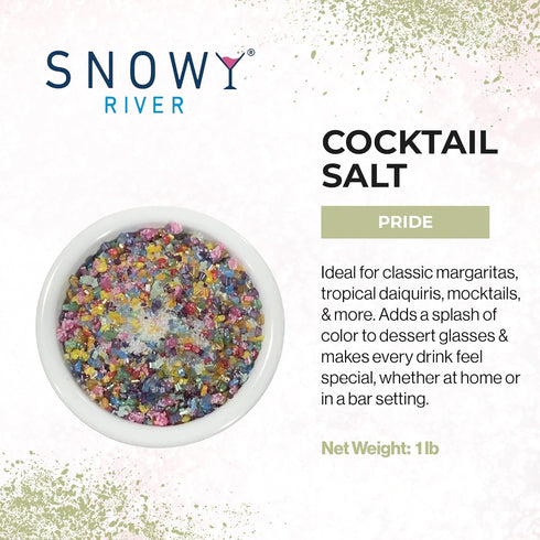 Rimming (8oz Snowy River Cocktail Salt Pride Rainbow Blend - All Natural Salt for Margaritas & Cocktails with Sweet