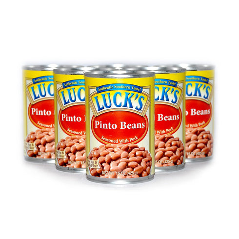 JFS 6 15 6 Pack, Lucks Pinto Beans With Pork - x Ounce Cans of Lucks Pinto Beans Canned, Canned Pinto Beans Bundled