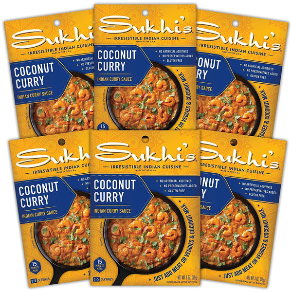 Sukhi's Indian Curry Sauce - Coconut Curry Sauce 3oz (Pack of 6)