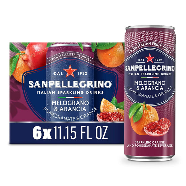 Sanpellegrino Italian Sparkling Drink Melograno and Arancia, Sparkling Orange and Pomegranate Beverage,