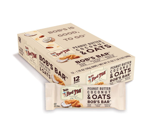 12pk 12 (Pack 1) Bob's Red Mill Peanut Butter Coconut & Oats Bar, bars of - Non GMO, Gluten Free, Kosher