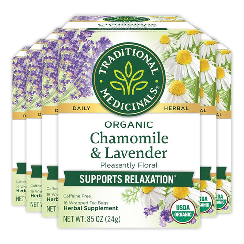 Traditional Medicinals Tea, Organic Chamomile & Lavendar, Stress Relief, 96 Tea Bags