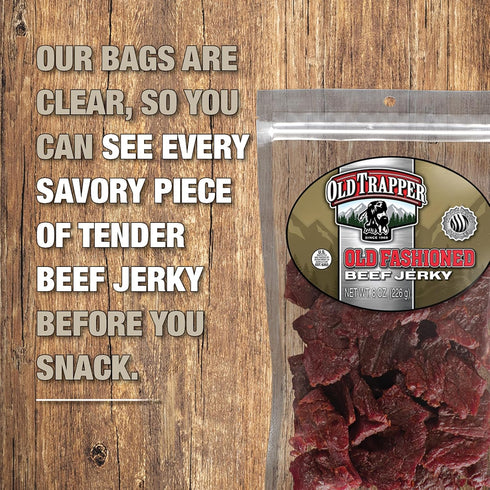 8 11 70 (Pack Old Trapper Beef Jerky, Old-Fashioned Ounce Bag, Tender Meat Snacks for Lunches or Between Meals, Grams