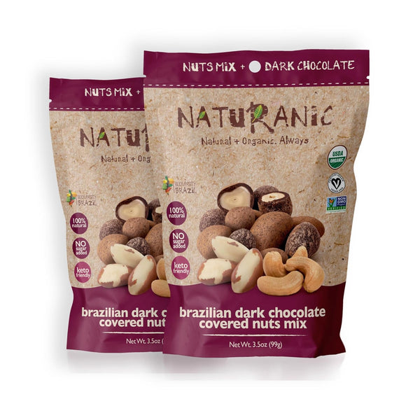 Naturanic Brazilian Dark Chocolate Covered Nuts Snack, No sugar, Keto friendly, Net