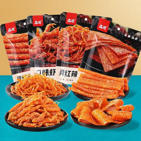 Noble Createaprototype 4 Packed(4-Pack Spicy Strip Small Gluten Latiao Snack Food - Chinese Special Classic Handmade