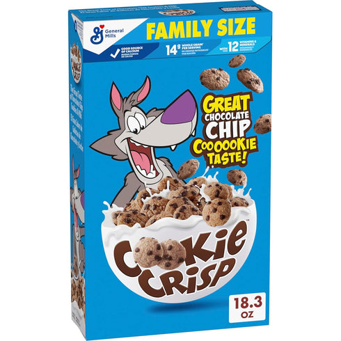 Cookie Crisp Breakfast Cereal, Chocolate Chip Cookie Taste, Made with Whole Grain, Family Size,