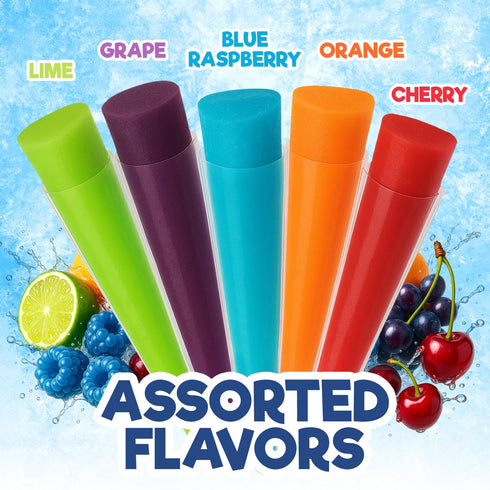 24 Count Pack Frozen Freeze Pops, Ice Pops Bulk of Refreshing Assorted Flavors, Enjoy Popsicles and Ready Anytime