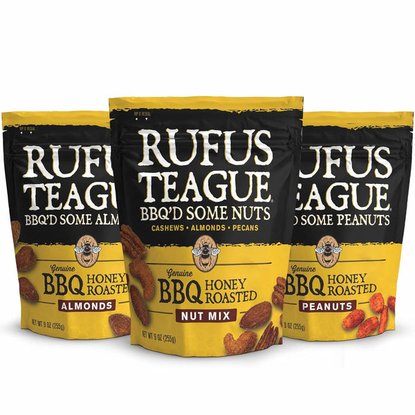 Rufus Teague BBQ Nut Variety Pack Smoky, Sweet & Crunchy Honey Roasted