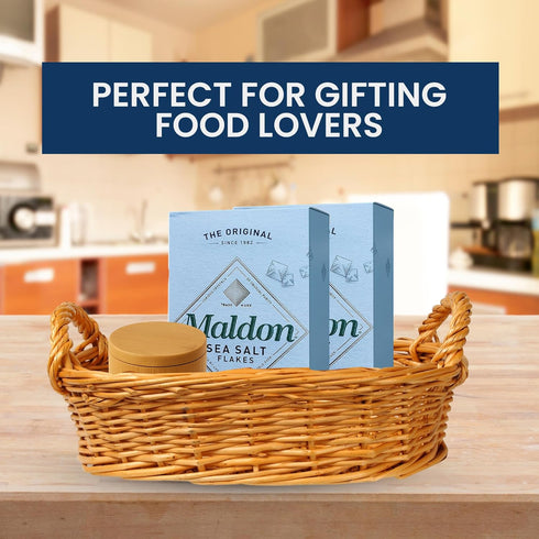 NORTHWARD SPIRIT Set 8.5 Oz Bamboo Salt Box Cellar Canister Gift With Maldon Sea Salt Flakes Box - Great For Salts