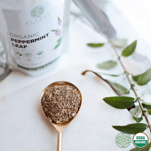4 oz. (113g), Elanen Naturals Organic Peppermint Leaves USDA Certified Organic Peppermint Tea Loose Leaf, Dried Mint