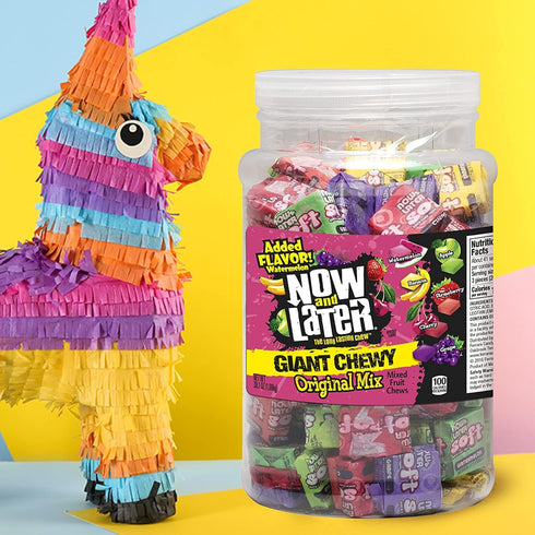 Now and Later 38 Giant Chewy Original Mix Candy, Mixed Fruit Chew Candy, Ounce Tub